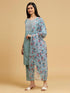 Aqua Blue Cotton Pant Suit 194203 Closure View