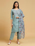Aqua Blue Cotton Pant Suit 194203