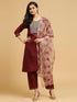 Maroon Cotton Pant Suit 194204 Closure View