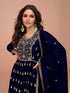 Navy Blue Vichitra Silk Sharara Suit 194235 Closure View