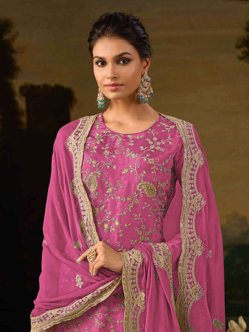 Pink Silk Pant Suit 194244 Closure View