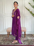Purple Rayon Slub Pant Suit 194259 Closure View