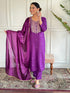 Purple Rayon Slub Pant Suit 194259