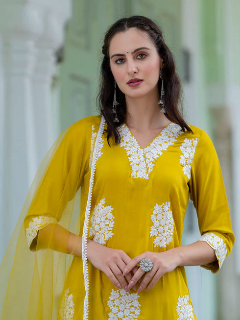 Lemon Yellow Silk Blend Pant Suit 194272 Back View