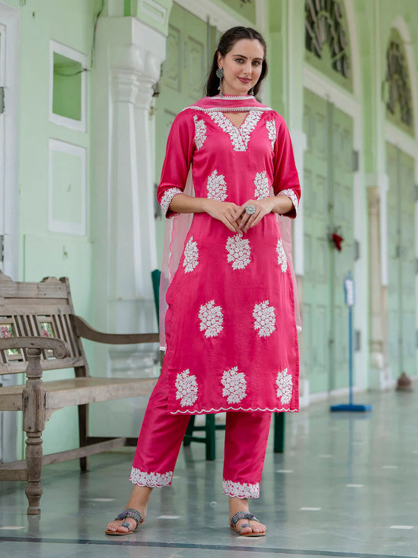 Pink Silk Blend Pant Suit 194273