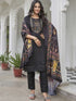Black Cotton Blend Pant Suit 194276