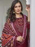 Maroon Cotton Blend Pant Suit 194277 Salwar Kameez