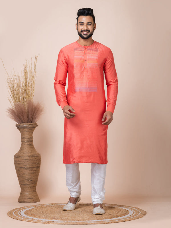Orange Kurta PS Viscose Churidar
