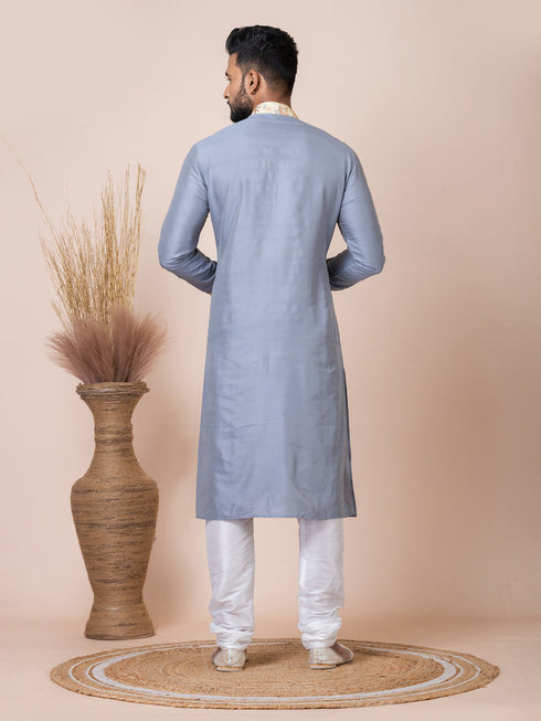 Grey Kurta PS Viscose Churidar Closure View