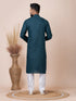 Rama Green Kurta Cotton Churidar Closure View