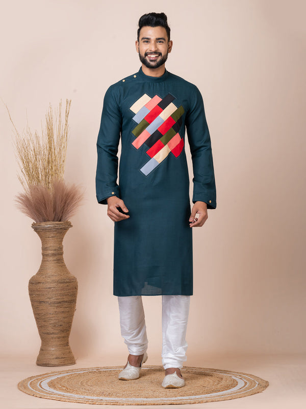 Rama Green Kurta Cotton Churidar