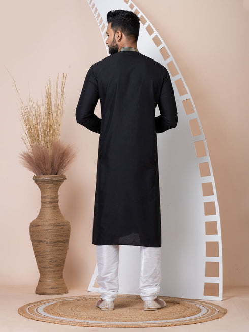Black Kurta PS Viscose Churidar Closure View