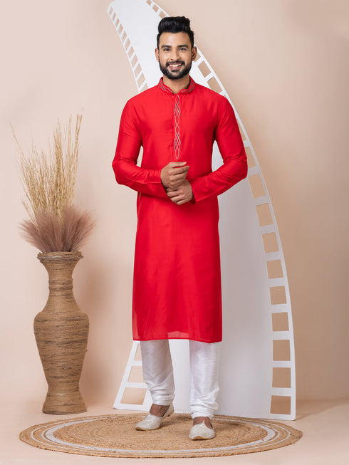 Red Kurta PS Viscose Churidar