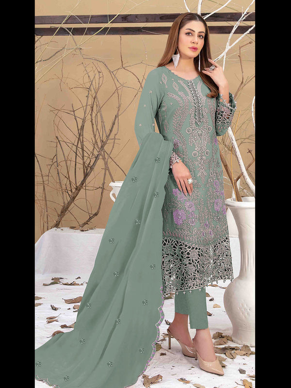 Sea Green Heavy Fox Georgette Pant Suit 194325