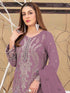Mauve Heavy Fox Georgette Pant Suit 194327 Closure View