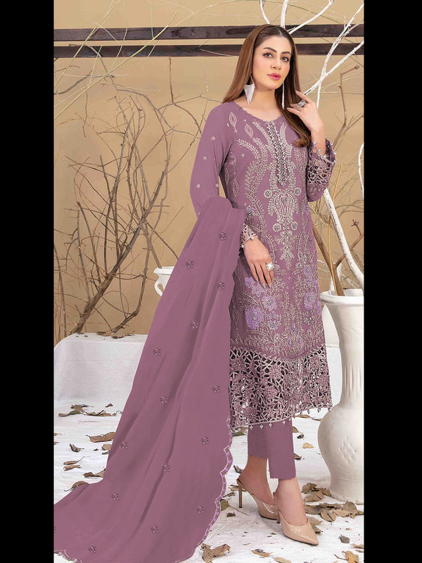 Mauve Heavy Fox Georgette Pant Suit 194327