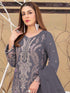 Grey Heavy Fox Georgette Pant Suit 194328 Closure View