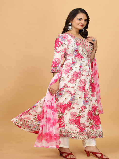 Multi Rayon Cotton Pant Suit 194330 Closure View