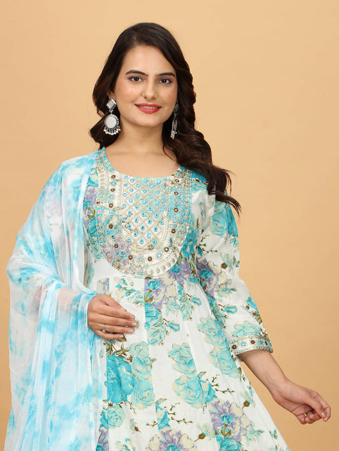 Multi Rayon Cotton Pant Suit 194331 Closure View