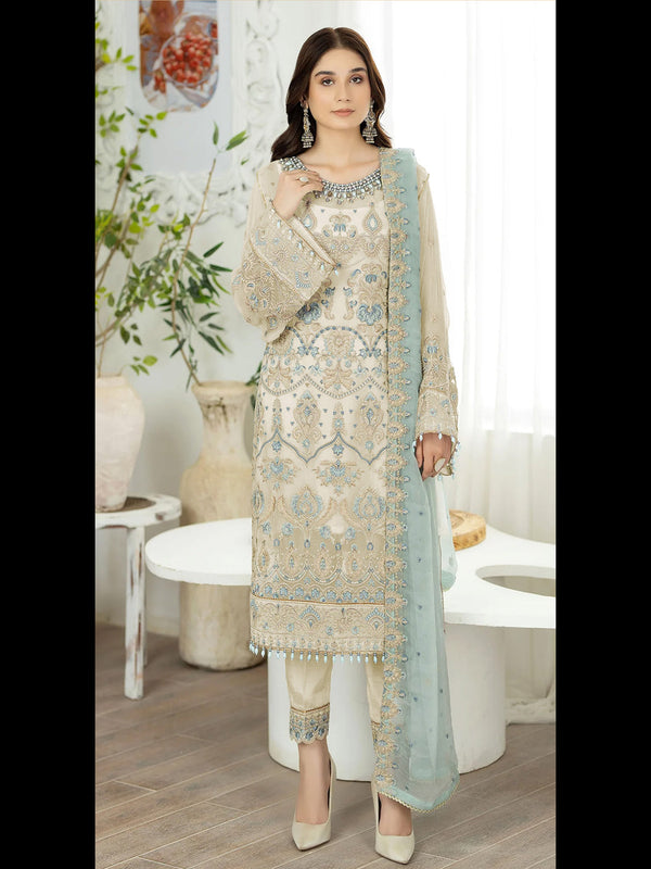 Beige Heavy Fox Georgette Pant Suit 194354