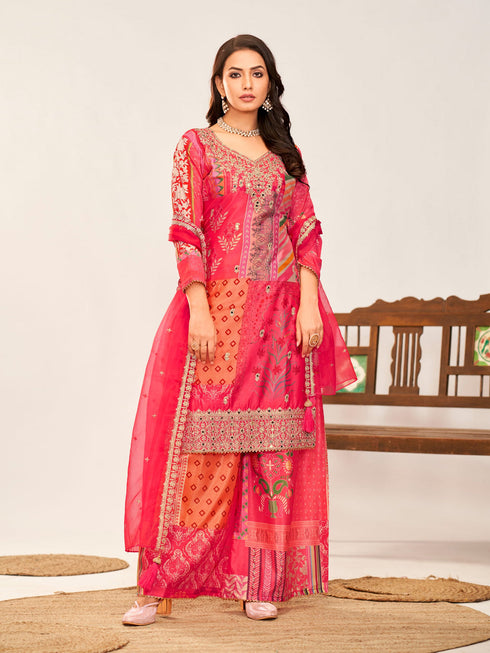 Multi Heavy Premium Chinon Palazzo Suit 194504