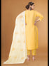 Mustard Cotton Slub Pant Suit 194511 Closure View