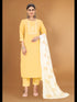 Mustard Cotton Slub Pant Suit 194511