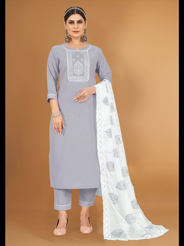 Lavender Cotton Slub Pant Suit 194515