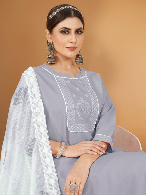 Lavender Cotton Slub Pant Suit 194515 Back View