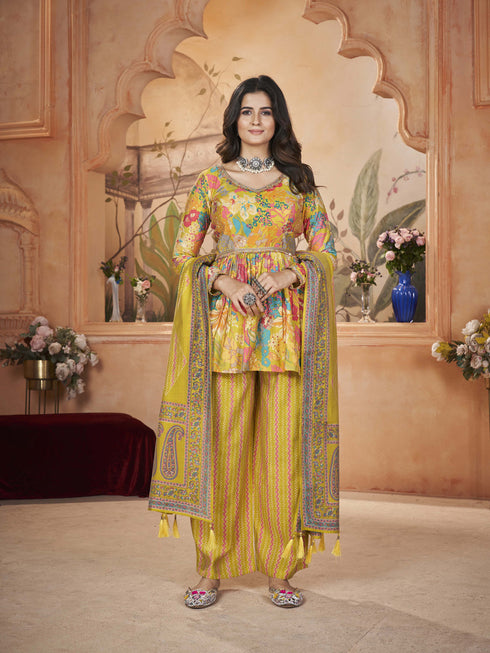 Yellow Silk Palazzo Suit 194578