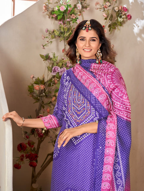 Multi Heavy Muslin Palazzo Suit 194643 Salwar Kameez