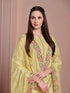 Yellow Twinkle Chiffon Pant Suit 194708 Closure View