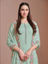 Sea Green Twinkle Chiffon Pant Suit 194711 Closure View
