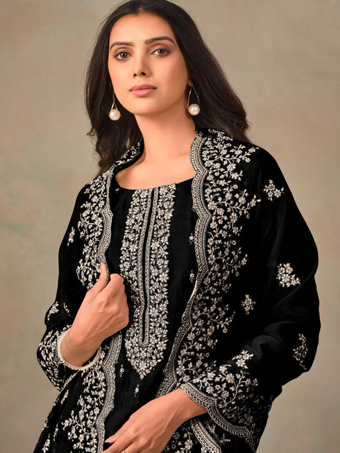 Black Organza Pant Suit 194750 Closure View