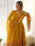 Mustard Heavy Pure Soft Organza Silk Anarkali Suit 194897 Back View