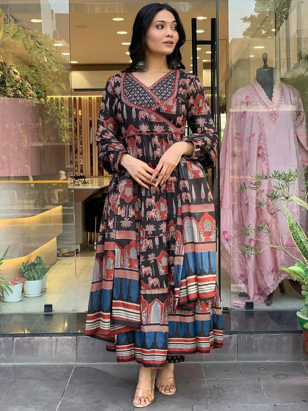 Multi Muslin Anarkali Suit 194906