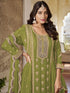 Mehndi Green Heavy Chinon Pant Suit 195044 Closure View