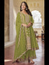 Mehndi Green Heavy Chinon Pant Suit 195044