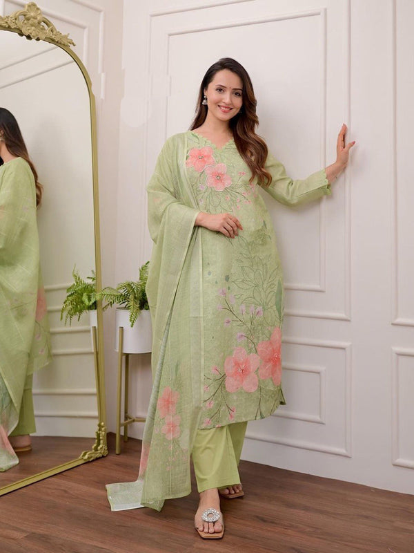 Multi Pure Shifli Linen Cotton Pant Suit 195078
