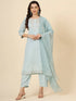 Aqua Blue Roman Muslin Silk Pant Suit 195079