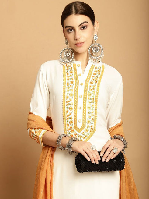 Cream Rayon Palazzo Suit 195122 Back View