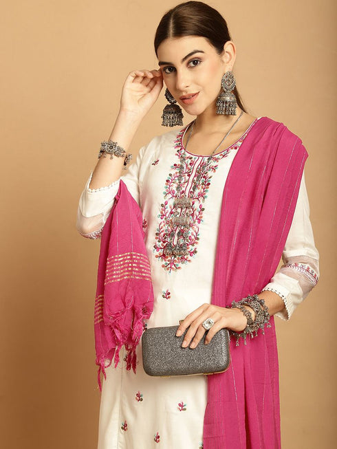 Cream Rayon Palazzo Suit 195123 Back View