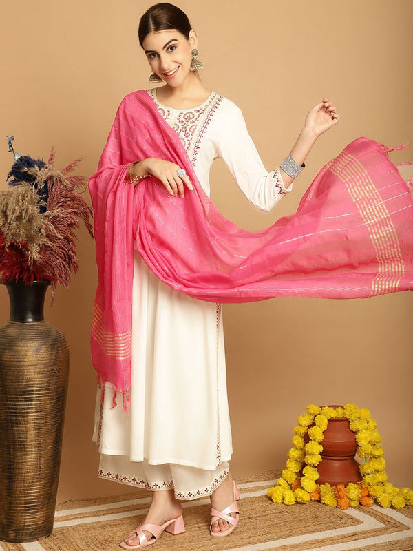 Cream Rayon Palazzo Suit 195124