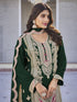 Mehendi Green Heavy Chinon Palazzo Suit 195155 Closure View