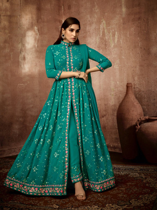 Mint Heavy Georgette Anarkali Dress 195171