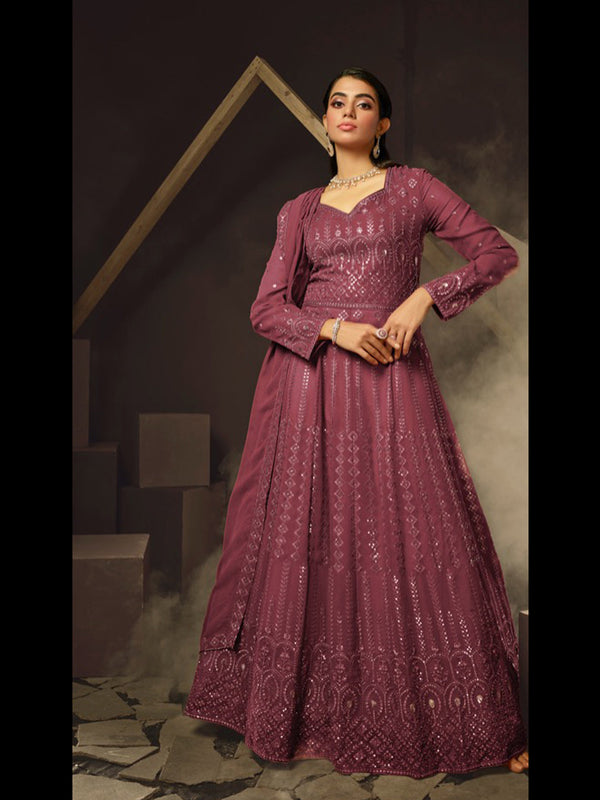Onion Heavy Georgette Anarkali Dress 195188