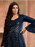 Navy Blue Heavy Georgette Anarkali Dress 195192 Closure View