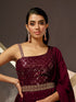 Wine Heavy Georgette Anarkali Dress 195194 Closure View