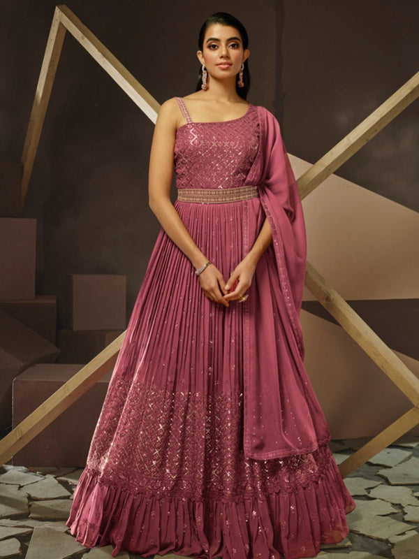 Onion Heavy Georgette Anarkali Dress 195195