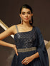 Navy Blue Heavy Georgette Anarkali Dress 195196 Closure View